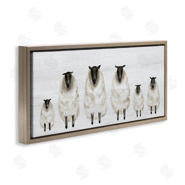 Stupell Industries Stupell Studio | Fluffy Farm Sheep Minimal White Plank Pattern