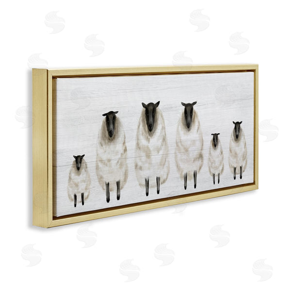 Stupell Industries Stupell Studio | Fluffy Farm Sheep Minimal White Plank Pattern