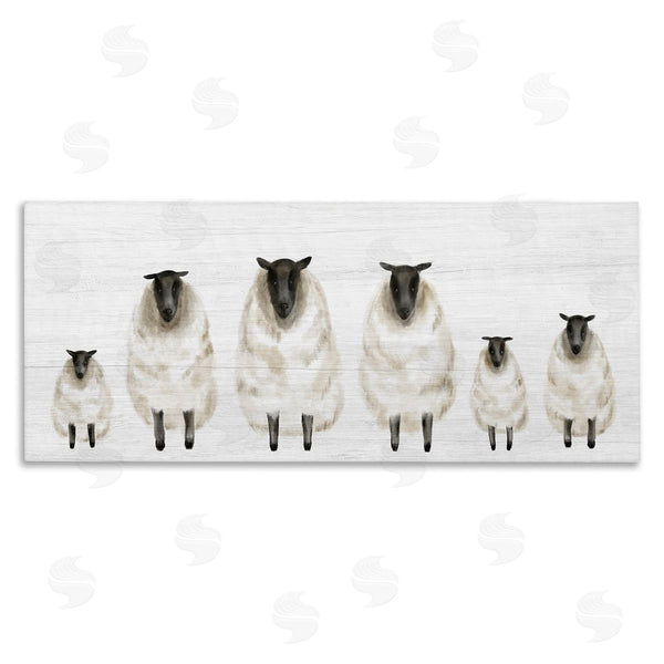 stupell industries Stupell Studio | Fluffy Farm Sheep Minimal White Plank Pattern