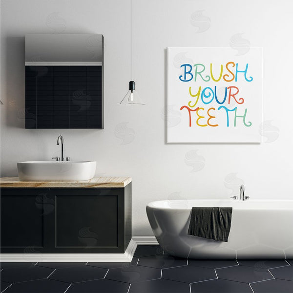 Stupell Industries Stupell Studio | Fun Kids Bathroom Sign Brush Your Teeth Rules Wall Art