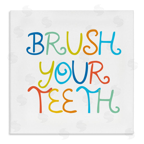 stupell industries Stupell Studio | Fun Kids Bathroom Sign Brush Your Teeth Rules Wall Art