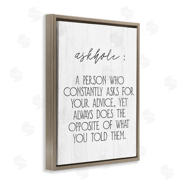Stupell Industries Stupell Studio | Funny Askhole Definition Wall Art