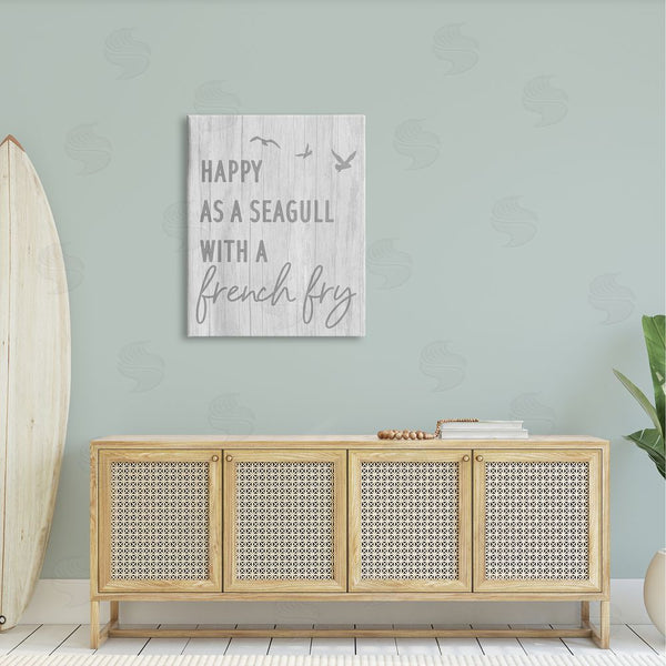 Stupell Industries Stupell Studio | Funny Happiness Phrase Rustic Seagull Beach Humor Wall Art
