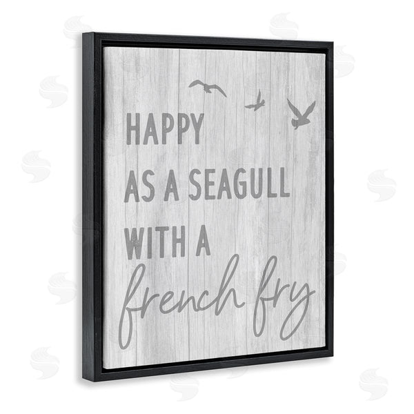 Stupell Industries Stupell Studio | Funny Happiness Phrase Rustic Seagull Beach Humor Wall Art