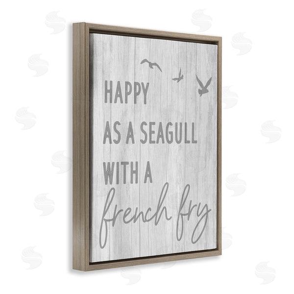 Stupell Industries Stupell Studio | Funny Happiness Phrase Rustic Seagull Beach Humor Wall Art