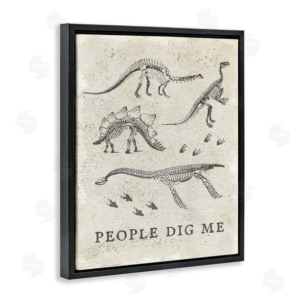 Stupell Industries Stupell Studio | Funny People Dig Me Dinosaur Skeleton And Footprints Wall Art