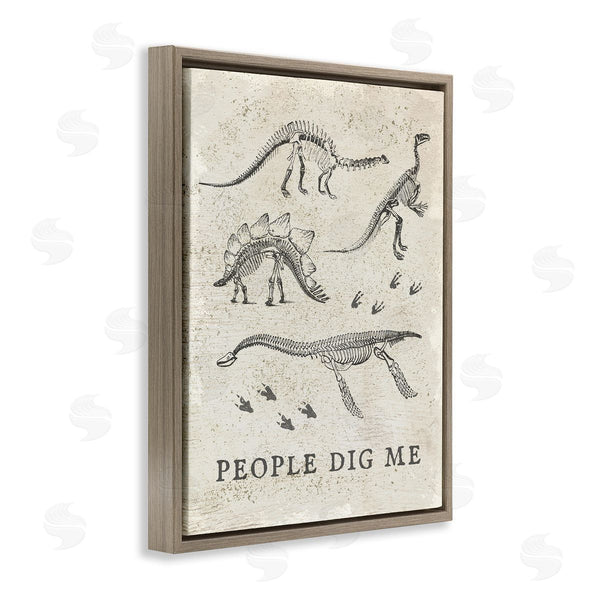 Stupell Industries Stupell Studio | Funny People Dig Me Dinosaur Skeleton And Footprints Wall Art