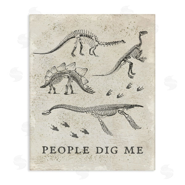 stupell industries Stupell Studio | Funny People Dig Me Dinosaur Skeleton and Footprints Wall Art