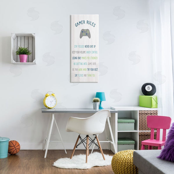 Stupell Industries Stupell Studio | Gamer Rules Listed Kids Video Game Motivational Phrases Wall Art