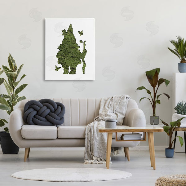 Stupell Industries Stupell Studio | Garden Creature Gnome With Butterflies Grass Pattern Wall Art