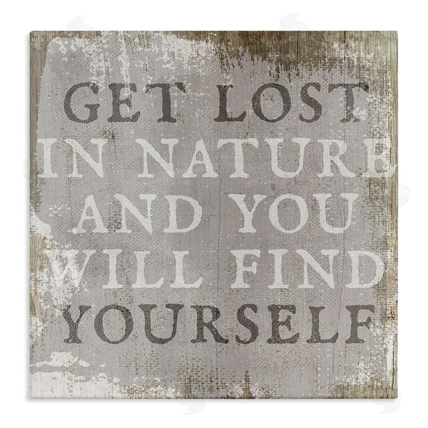 stupell industries Stupell Studio | Get Lost In Nature Phrase Grey Rustic Distress
