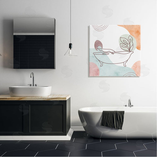 Stupell Industries Stupell Studio | Girl In Tub Floral Geometric Shapes Wall Art
