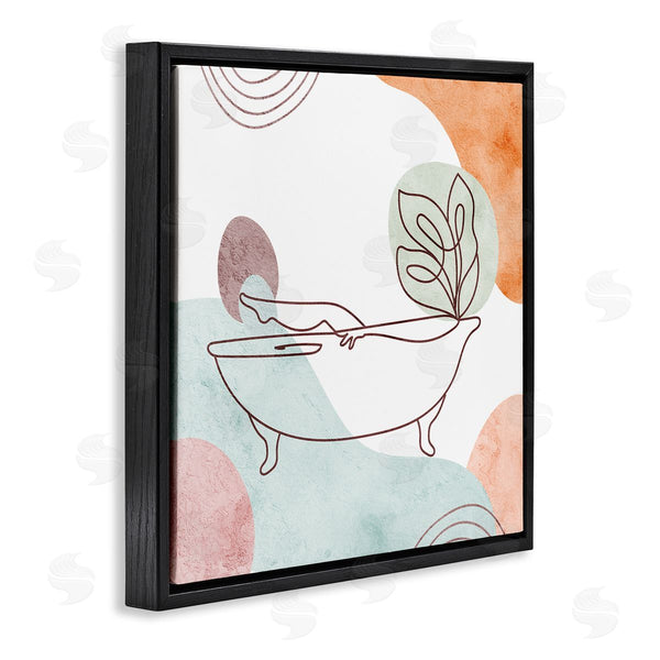 Stupell Industries Stupell Studio | Girl In Tub Floral Geometric Shapes Wall Art