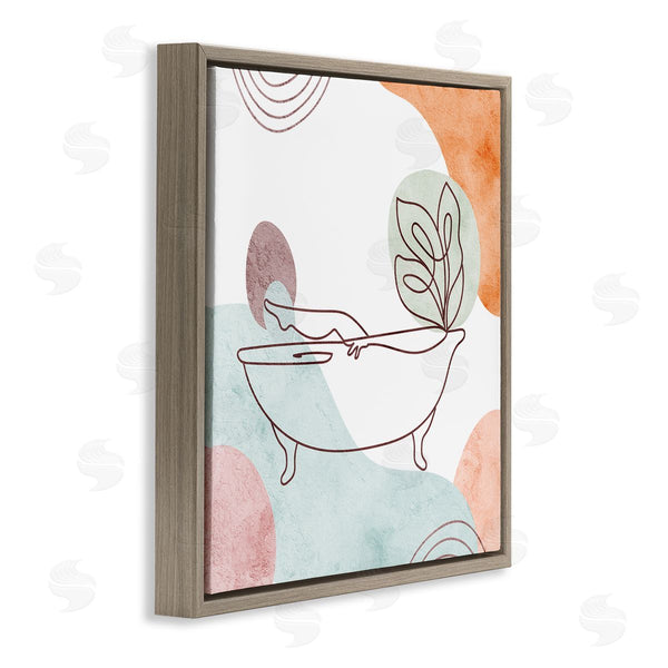 Stupell Industries Stupell Studio | Girl In Tub Floral Geometric Shapes Wall Art