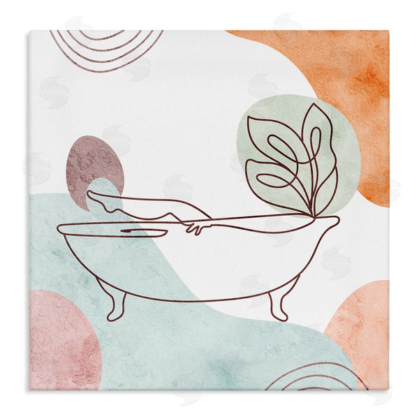 stupell industries Stupell Studio | Girl in Tub Floral Geometric Shapes Wall Art