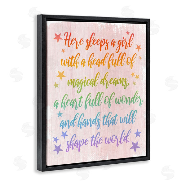 Stupell Industries Stupell Studio | Girl With Head Full Of Magical Dreams Phrase Wall Art