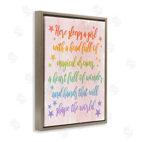 Stupell Industries Stupell Studio | Girl With Head Full Of Magical Dreams Phrase Wall Art