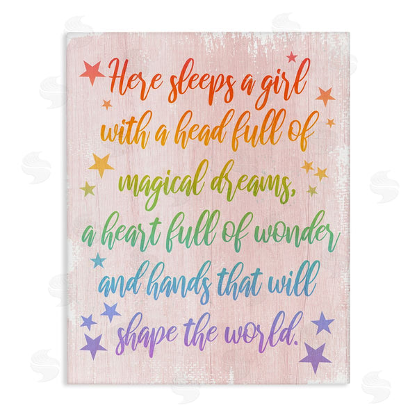stupell industries Stupell Studio | Girl with Head Full of Magical Dreams Phrase Wall Art