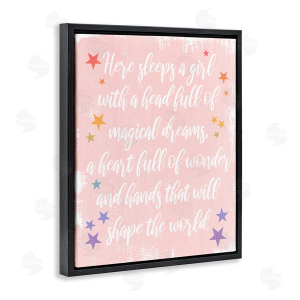 Stupell Industries Stupell Studio | Girl With Magical Dreams Distressed Pink Background Wall Art