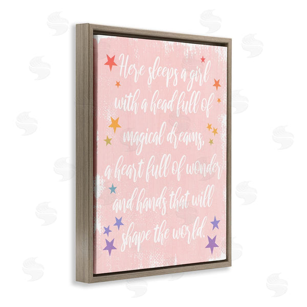 Stupell Industries Stupell Studio | Girl With Magical Dreams Distressed Pink Background Wall Art