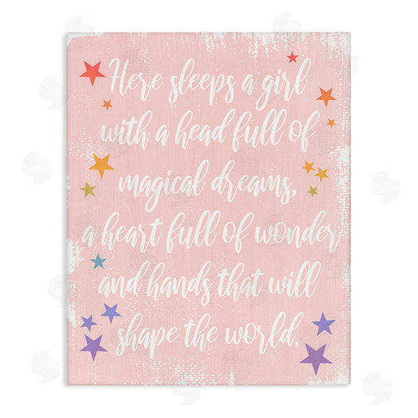 stupell industries Stupell Studio | Girl With Magical Dreams Distressed Pink Background Wall Art
