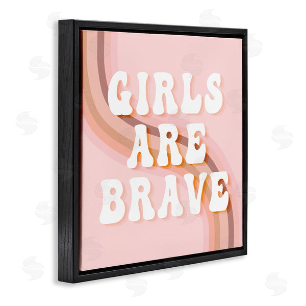 Stupell Industries Stupell Studio | Girls Are Brave Bold Retro Typography Curved Rainbow Wall Art