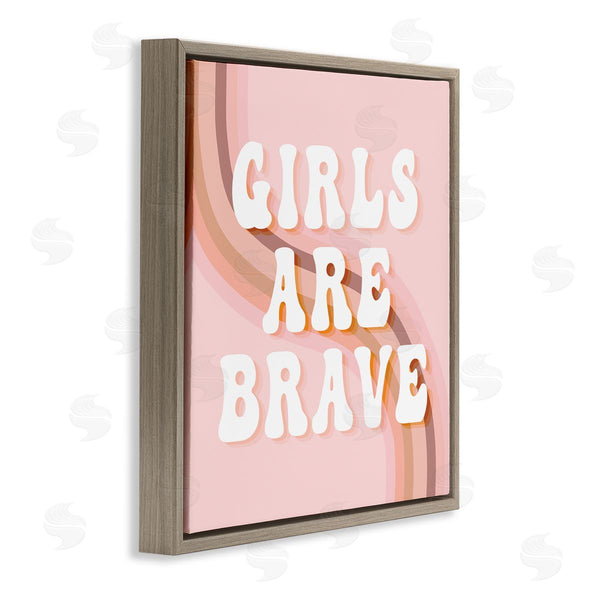 Stupell Industries Stupell Studio | Girls Are Brave Bold Retro Typography Curved Rainbow Wall Art