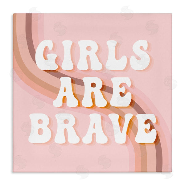 stupell industries Stupell Studio | Girls Are Brave Bold Retro Typography Curved Rainbow Wall Art