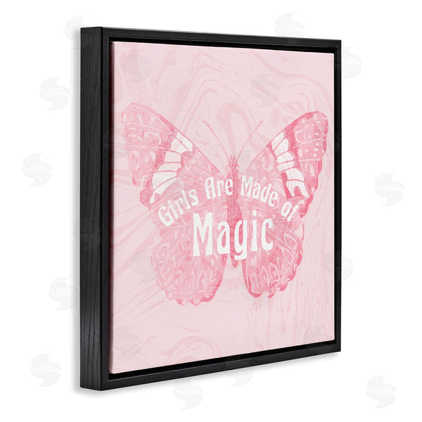 Stupell Industries Stupell Studio | Girls Are Made Of Magic Pink Patterned Butterfly Wall Art