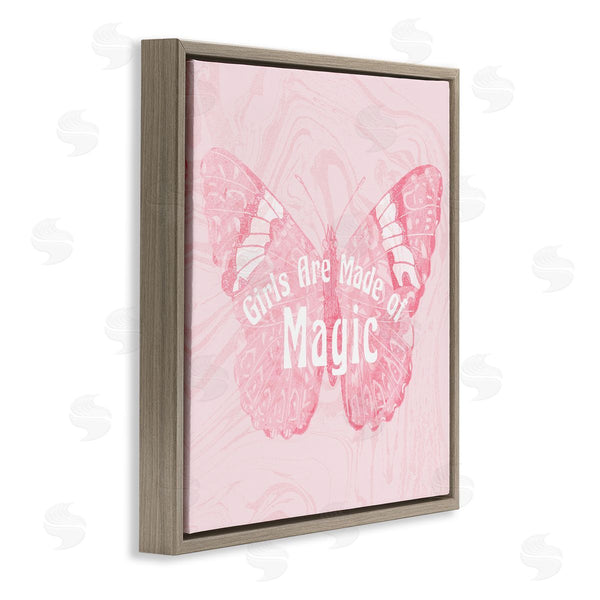 Stupell Industries Stupell Studio | Girls Are Made Of Magic Pink Patterned Butterfly Wall Art