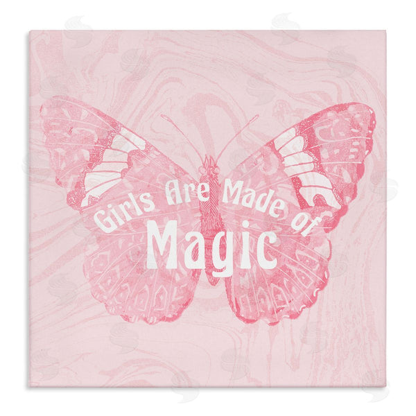 stupell industries Stupell Studio | Girls Are Made of Magic Pink Patterned Butterfly Wall Art
