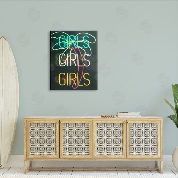 Stupell Industries Stupell Studio | Girls Neon Style Palm Tree Tropical Design Wall Art