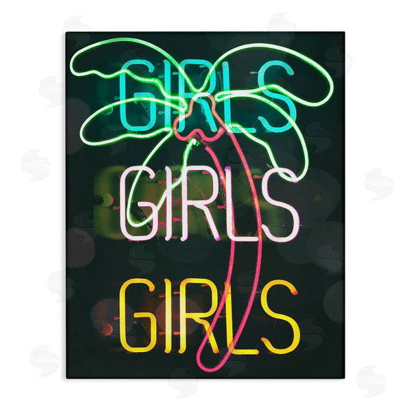 stupell industries Stupell Studio | Girls Neon Style Palm Tree Tropical Design Wall Art