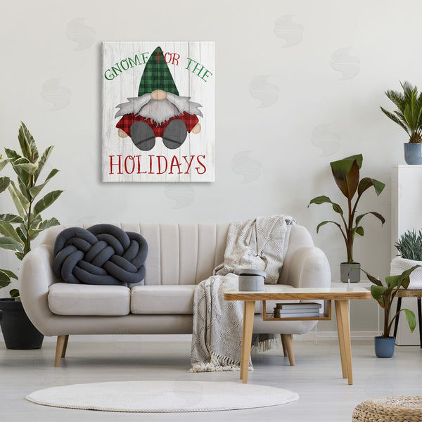 Stupell Industries Stupell Studio | Gnome For The Holidays Festive Garden Elf Plaid Wall Art