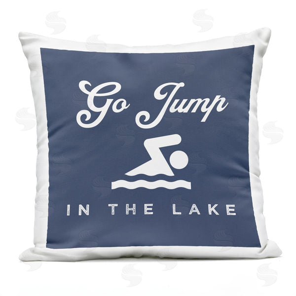 Stupell Industries Stupell Studio | Go Jump In The Lake Blue Swimmer Printed Throw Pillow