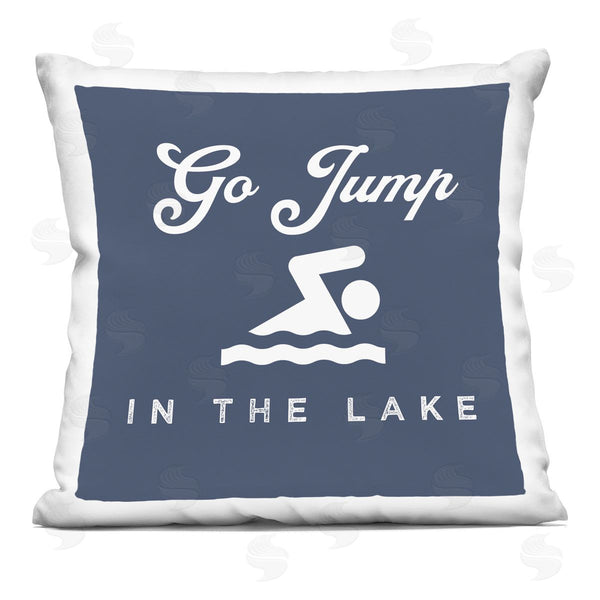 stupell industries Stupell Studio | Go Jump in the Lake Blue Swimmer Printed Throw Pillow