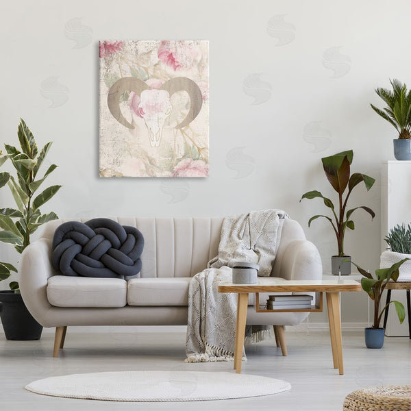 Stupell Industries Stupell Studio | Goat Skull Floral Rose Blooms Wall Art