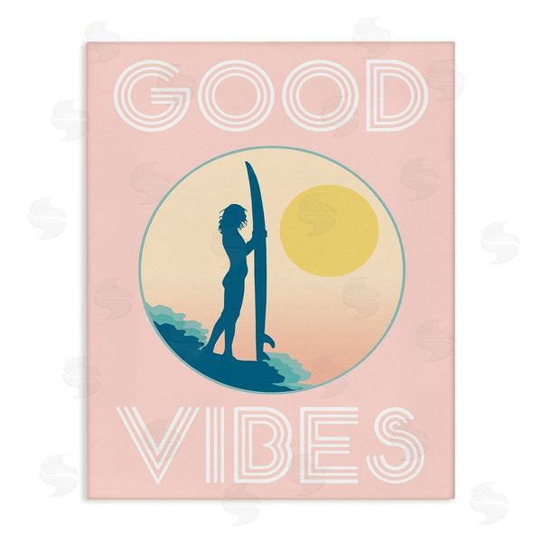 stupell industries Stupell Studio | Good Vibes Surfer Chick Sunrise