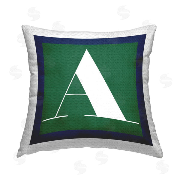 Stupell Industries Stupell Studio | Green A Initial Letter Printed Throw Pillow