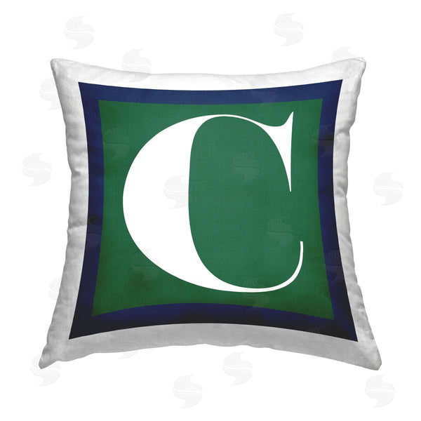 stupell industries Stupell Studio | Green C Name Initial Printed Throw Pillow