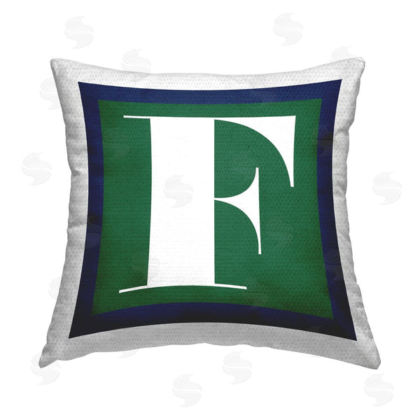 Stupell Industries Stupell Studio | Green F Letter Initial Printed Throw Pillow