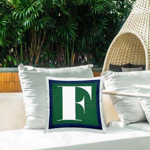 Stupell Industries Stupell Studio | Green F Letter Initial Printed Throw Pillow