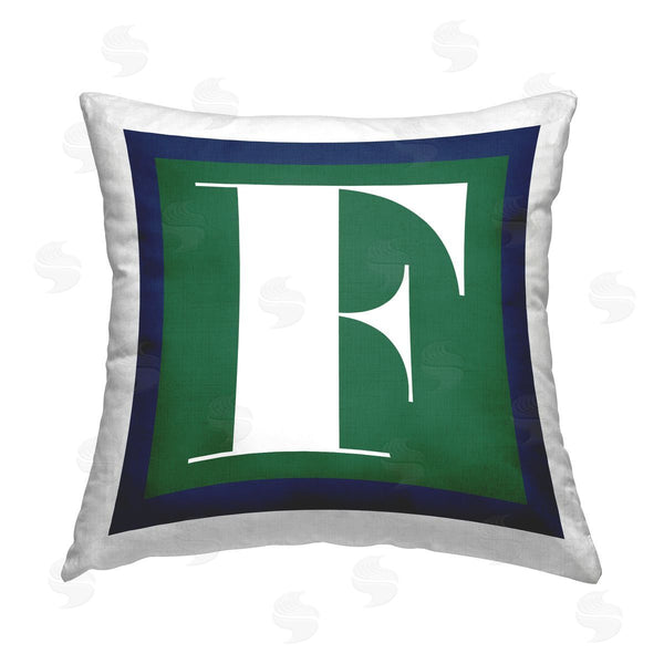 stupell industries Stupell Studio | Green F Letter Initial Printed Throw Pillow