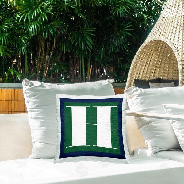 Stupell Industries Stupell Studio | Green H Alphabet Initial Printed Throw Pillow