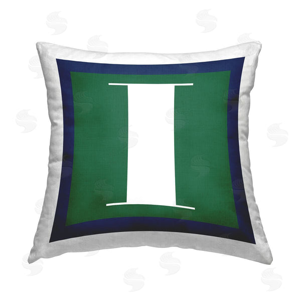stupell industries Stupell Studio | Green I Name Initial Printed Throw Pillow