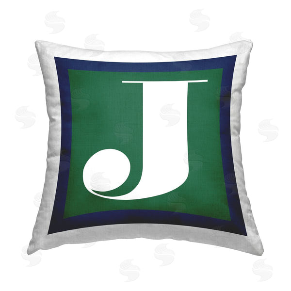 stupell industries Stupell Studio | Green J Name Initial Printed Throw Pillow