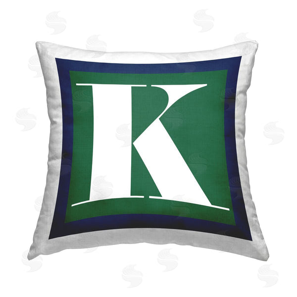 stupell industries Stupell Studio | Green K Alphabet Letter Printed Throw Pillow