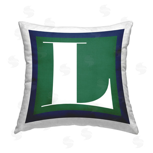 stupell industries Stupell Studio | Green L Name Initial Printed Throw Pillow