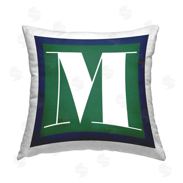stupell industries Stupell Studio | Green M Name Letter Printed Throw Pillow