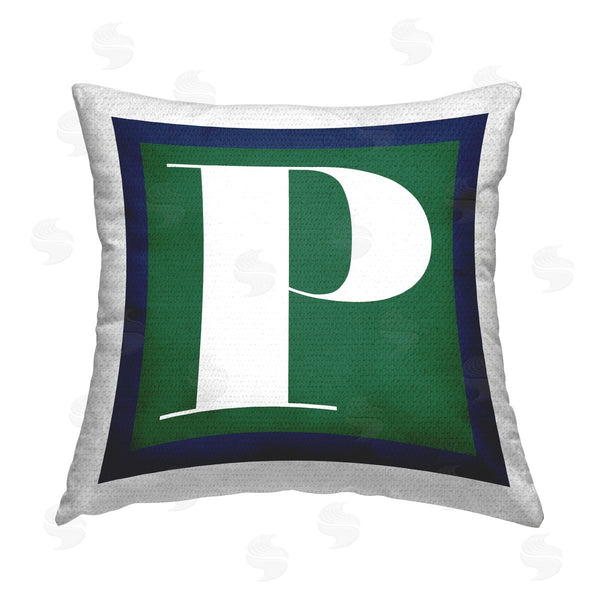 Stupell Industries Stupell Studio | Green P Letter Initial Printed Throw Pillow